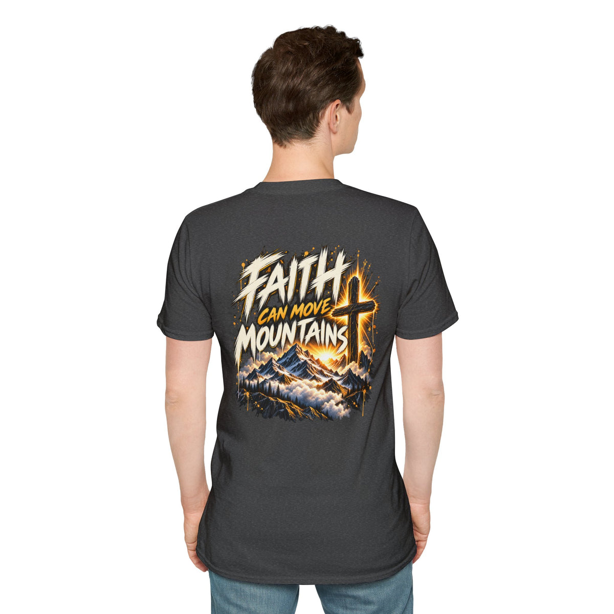 Faith Can Move Mountains T‑Shirt — Christian Cross Mountain Graphic Tee