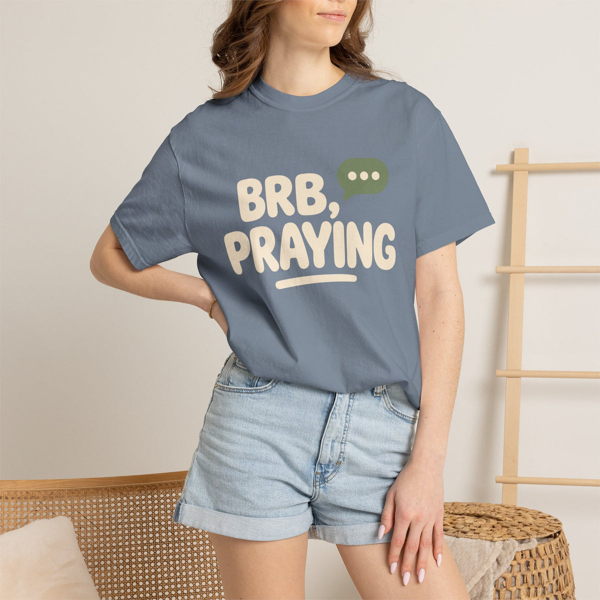 BRB, Praying T-Shirt — Christian Faith Graphic Tee (God Is Listening)
