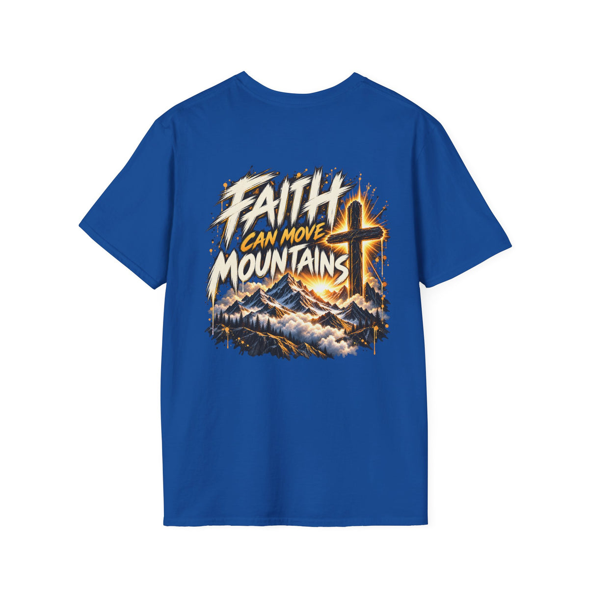 Faith Can Move Mountains T‑Shirt — Christian Cross Mountain Graphic Tee