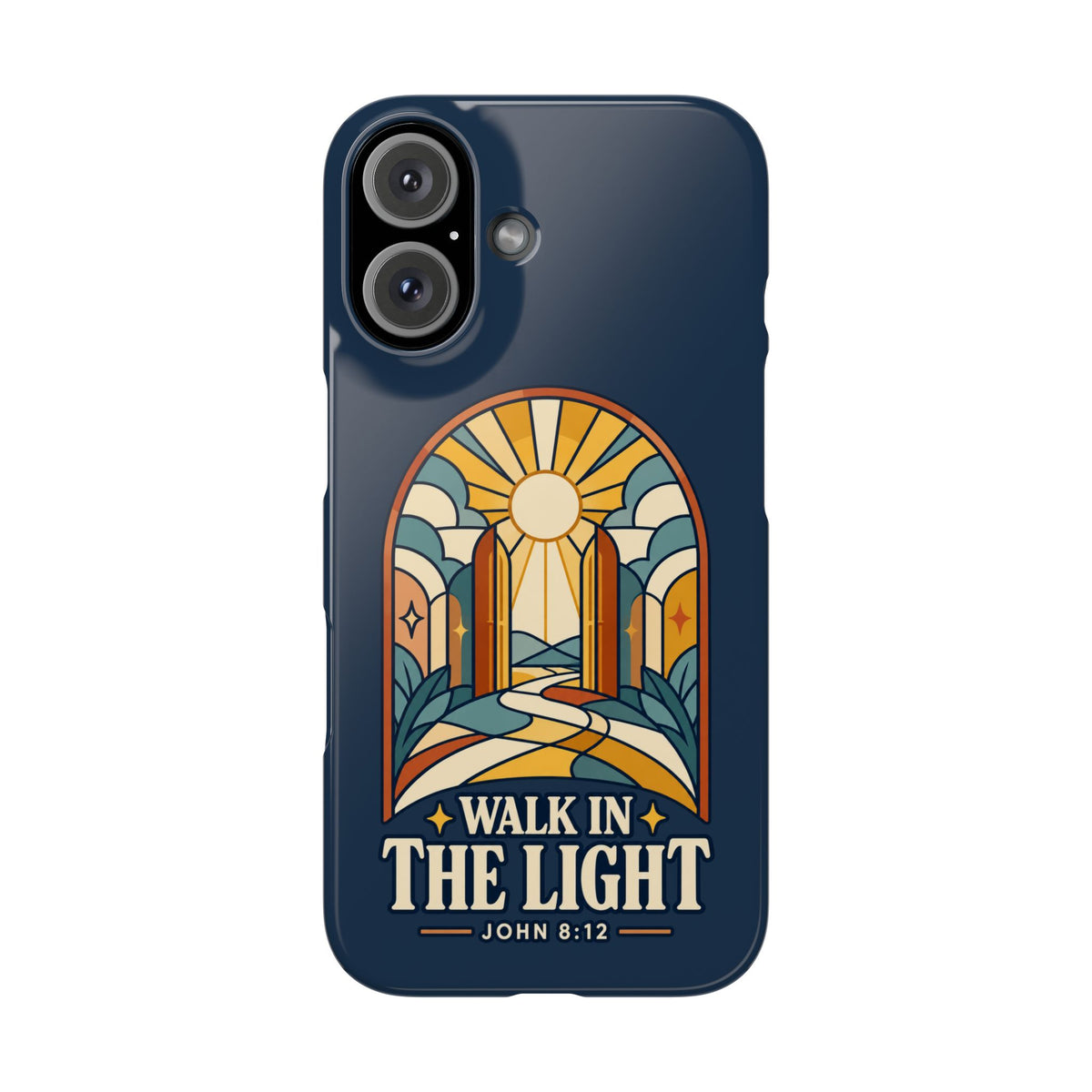 Phone Case — "Walk in the Light" Christian Stained-Glass Design (John 8:12)