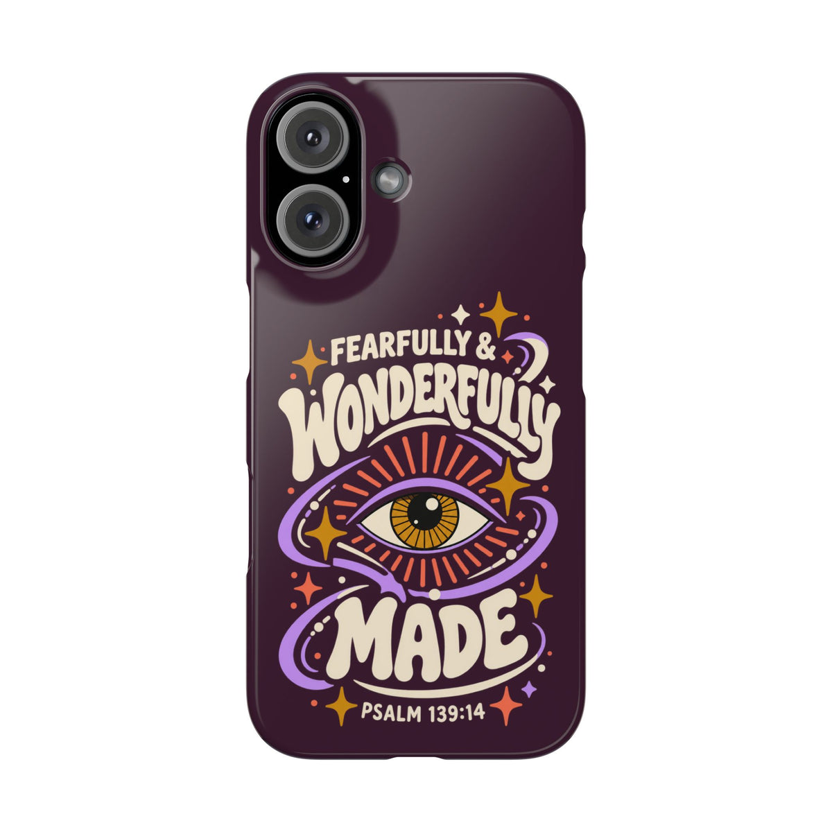 "Fearfully & Wonderfully Made" Purple Inspirational Phone Case (Psalm 139:14)