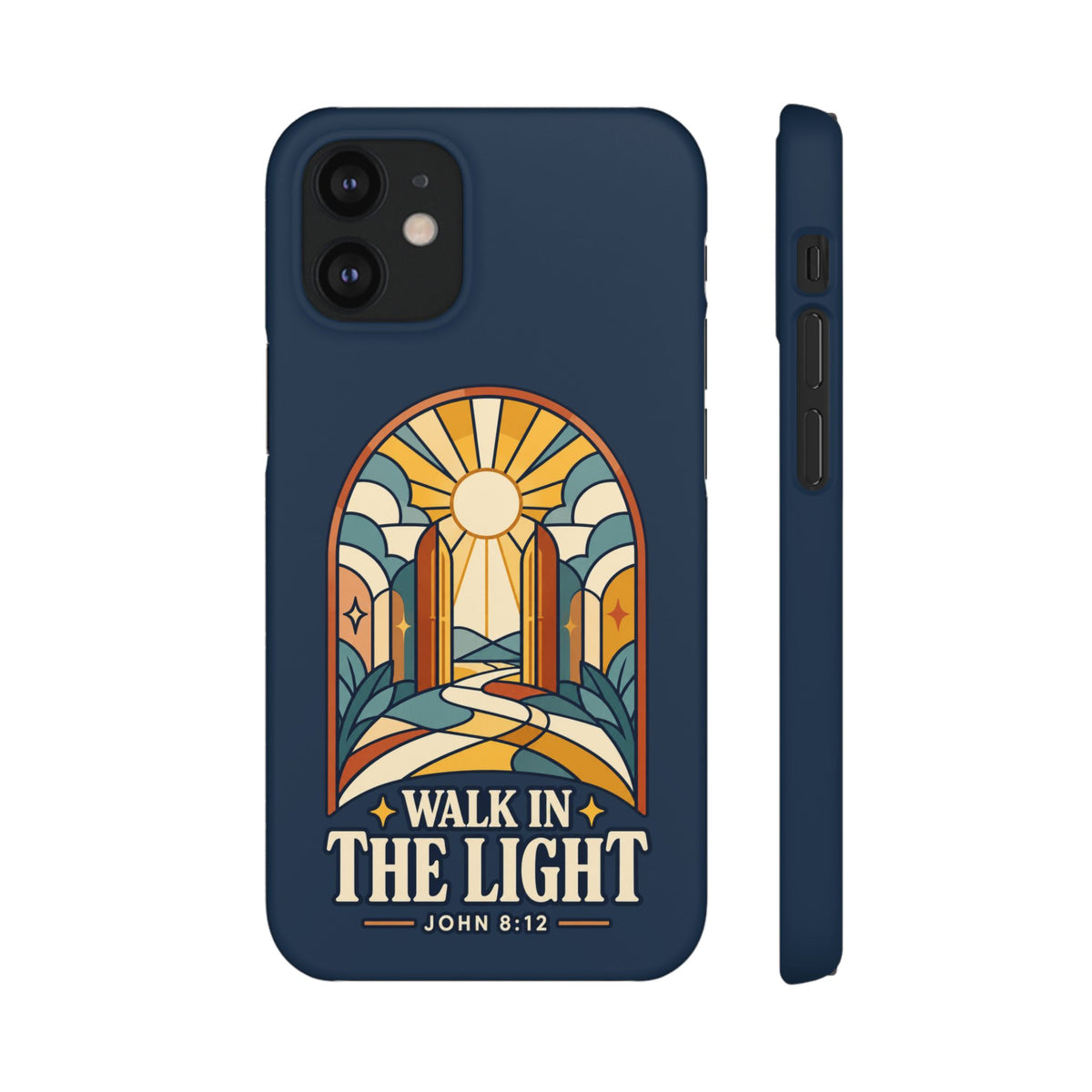 Phone Case — "Walk in the Light" Christian Stained-Glass Design (John 8:12)
