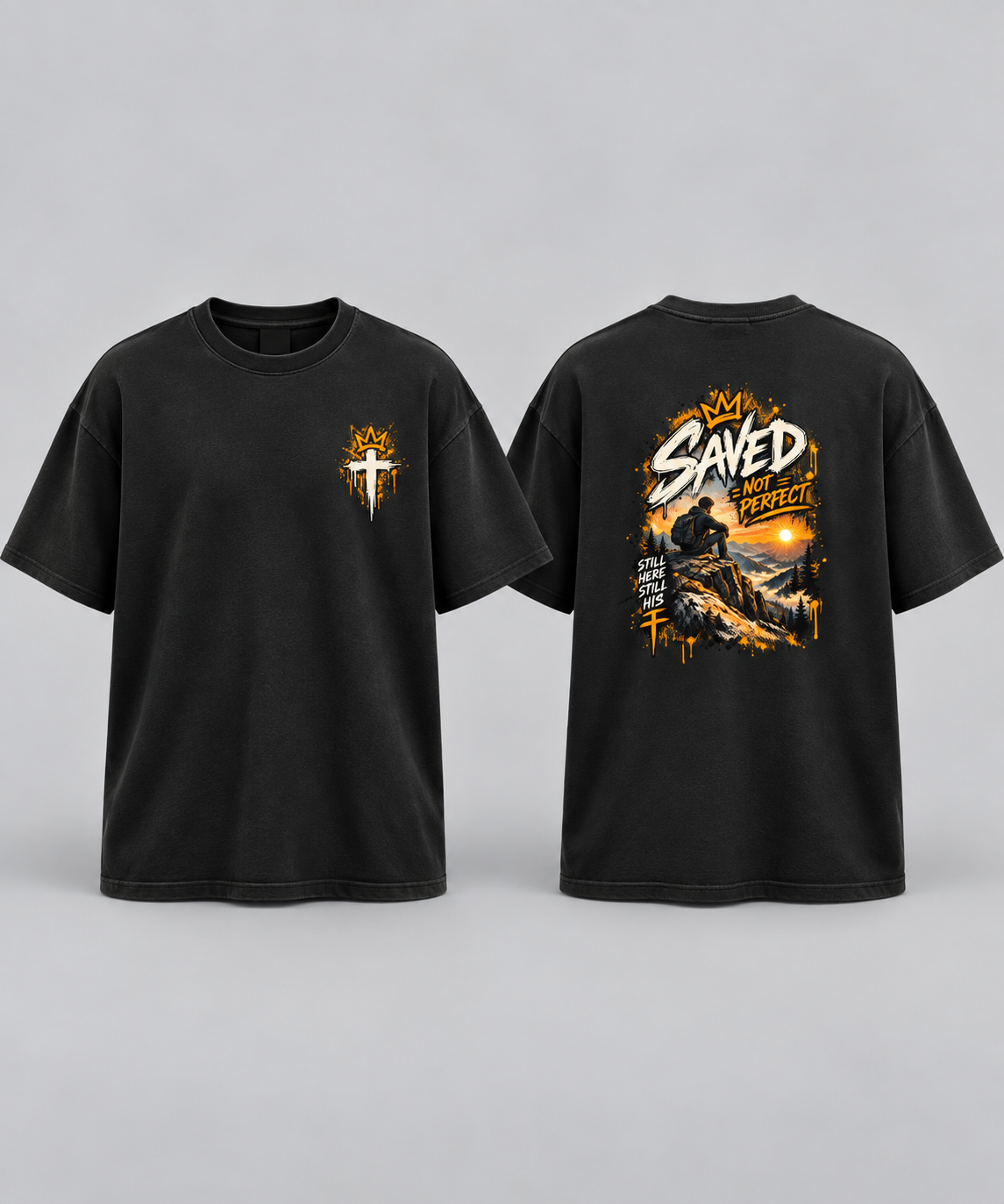 Saved Not Perfect Christian Oversized T-Shirt — Faith Streetwear Tee