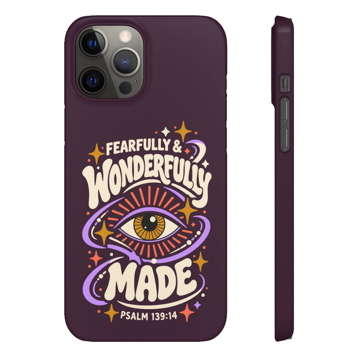"Fearfully & Wonderfully Made" Purple Inspirational Phone Case (Psalm 139:14)