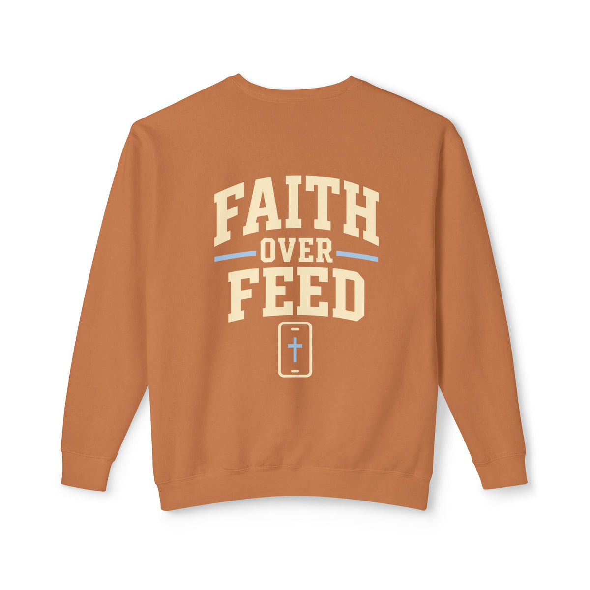 Faith Over Feed Crewneck Sweatshirt — "Stay Connected" Christian Graphic Crew
