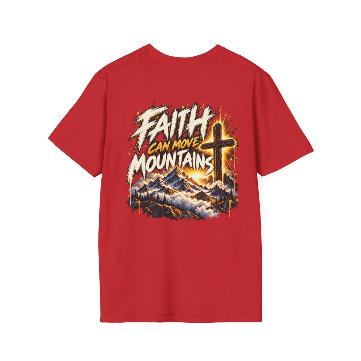 Faith Can Move Mountains T‑Shirt — Christian Cross Mountain Graphic Tee