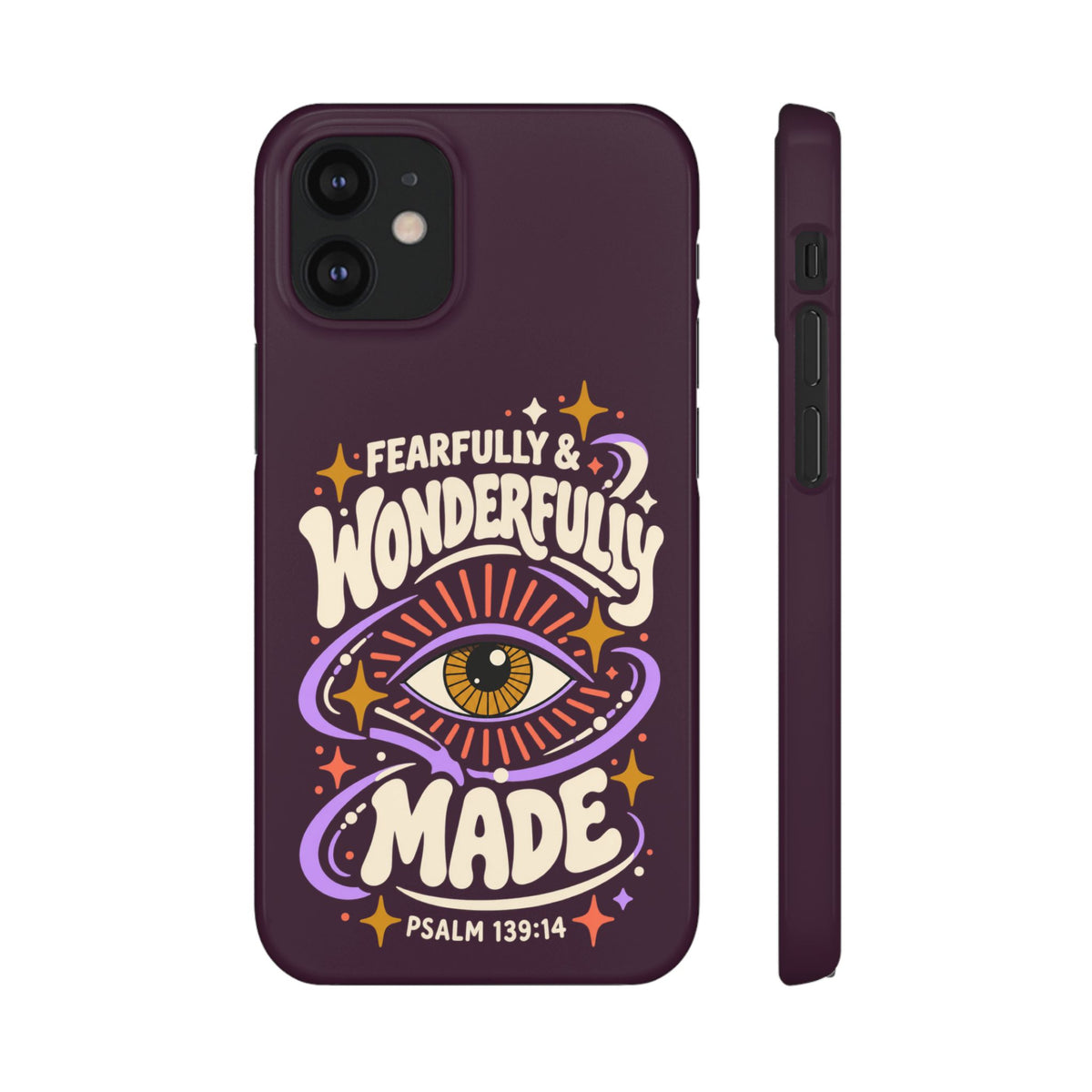 "Fearfully & Wonderfully Made" Purple Inspirational Phone Case (Psalm 139:14)