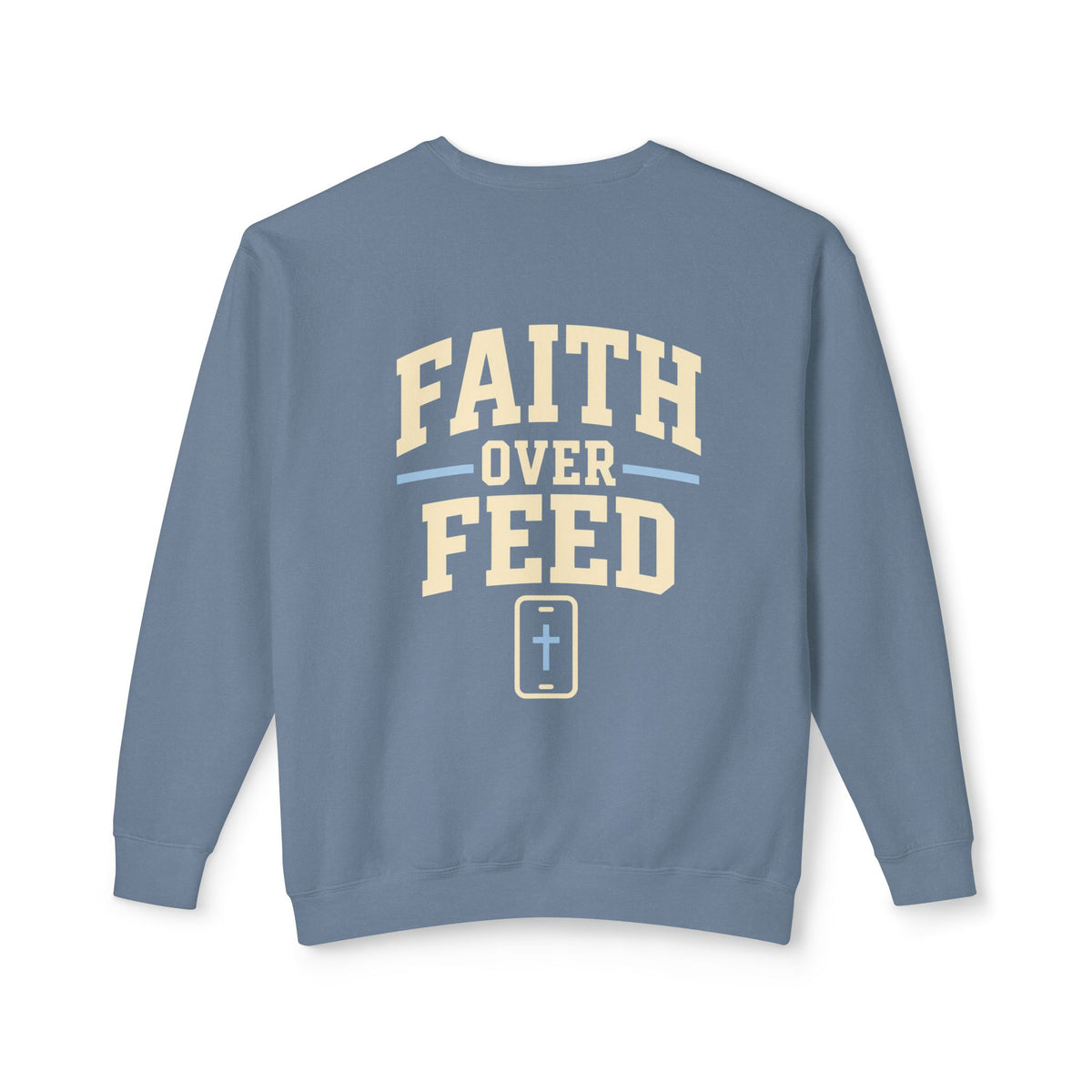 Faith Over Feed Crewneck Sweatshirt — "Stay Connected" Christian Graphic Crew