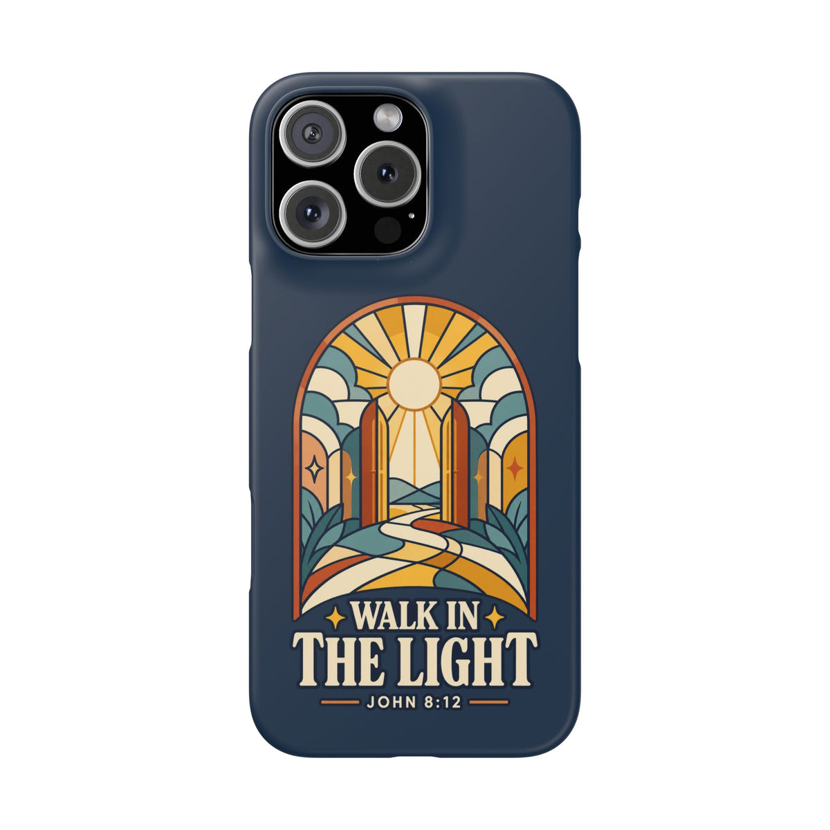 Phone Case — "Walk in the Light" Christian Stained-Glass Design (John 8:12)