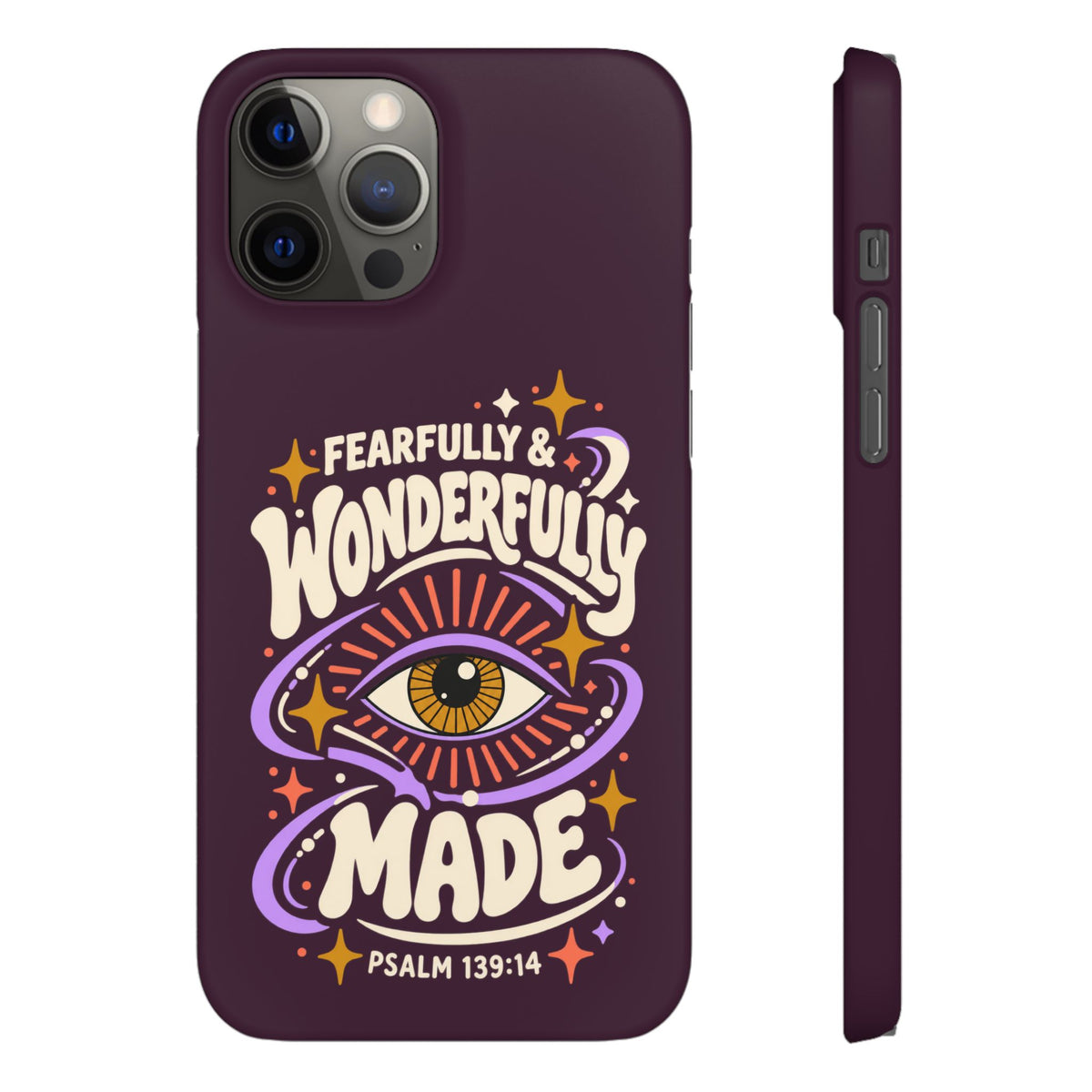 "Fearfully & Wonderfully Made" Purple Inspirational Phone Case (Psalm 139:14)