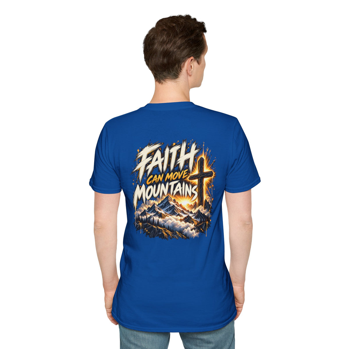 Faith Can Move Mountains T‑Shirt — Christian Cross Mountain Graphic Tee