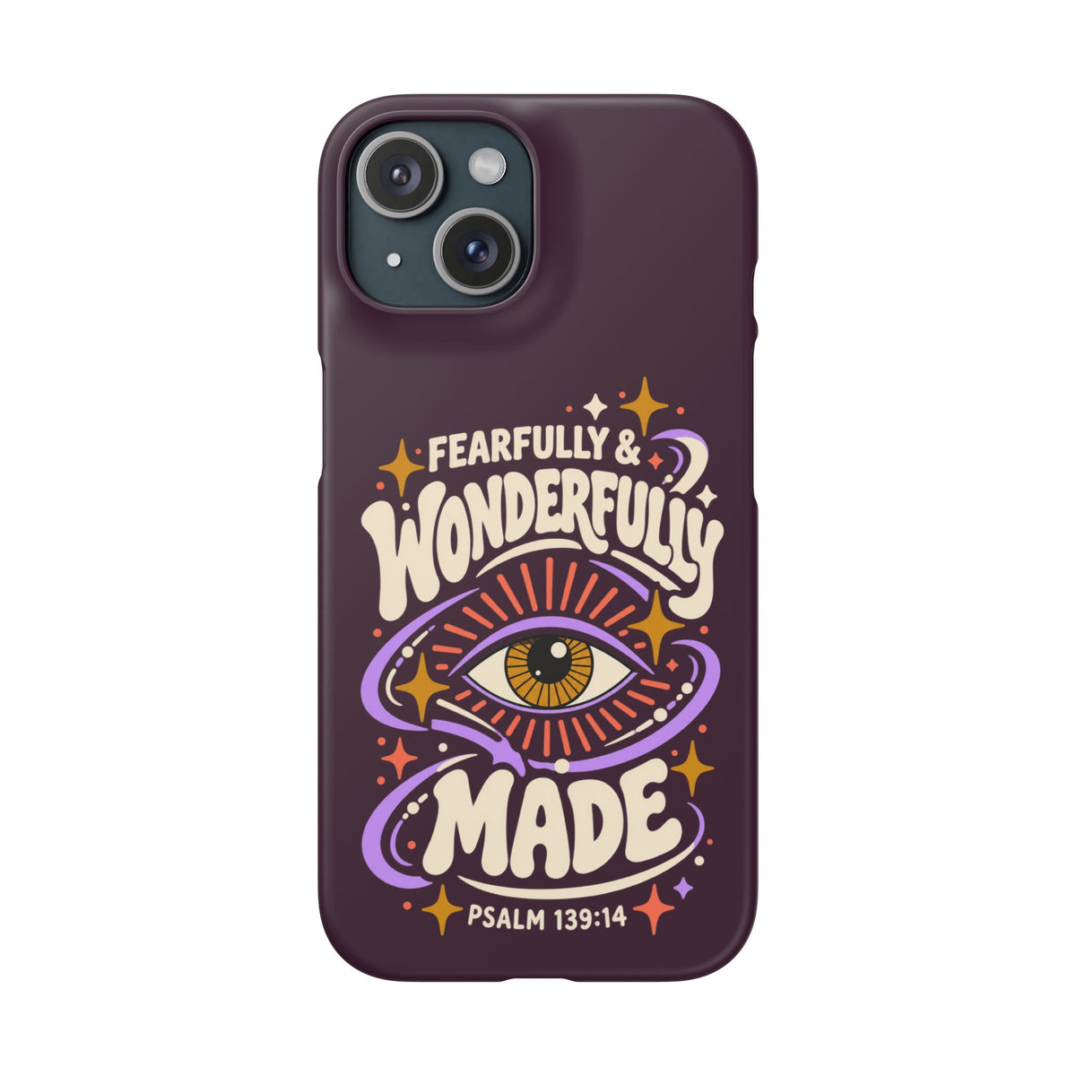"Fearfully & Wonderfully Made" Purple Inspirational Phone Case (Psalm 139:14)