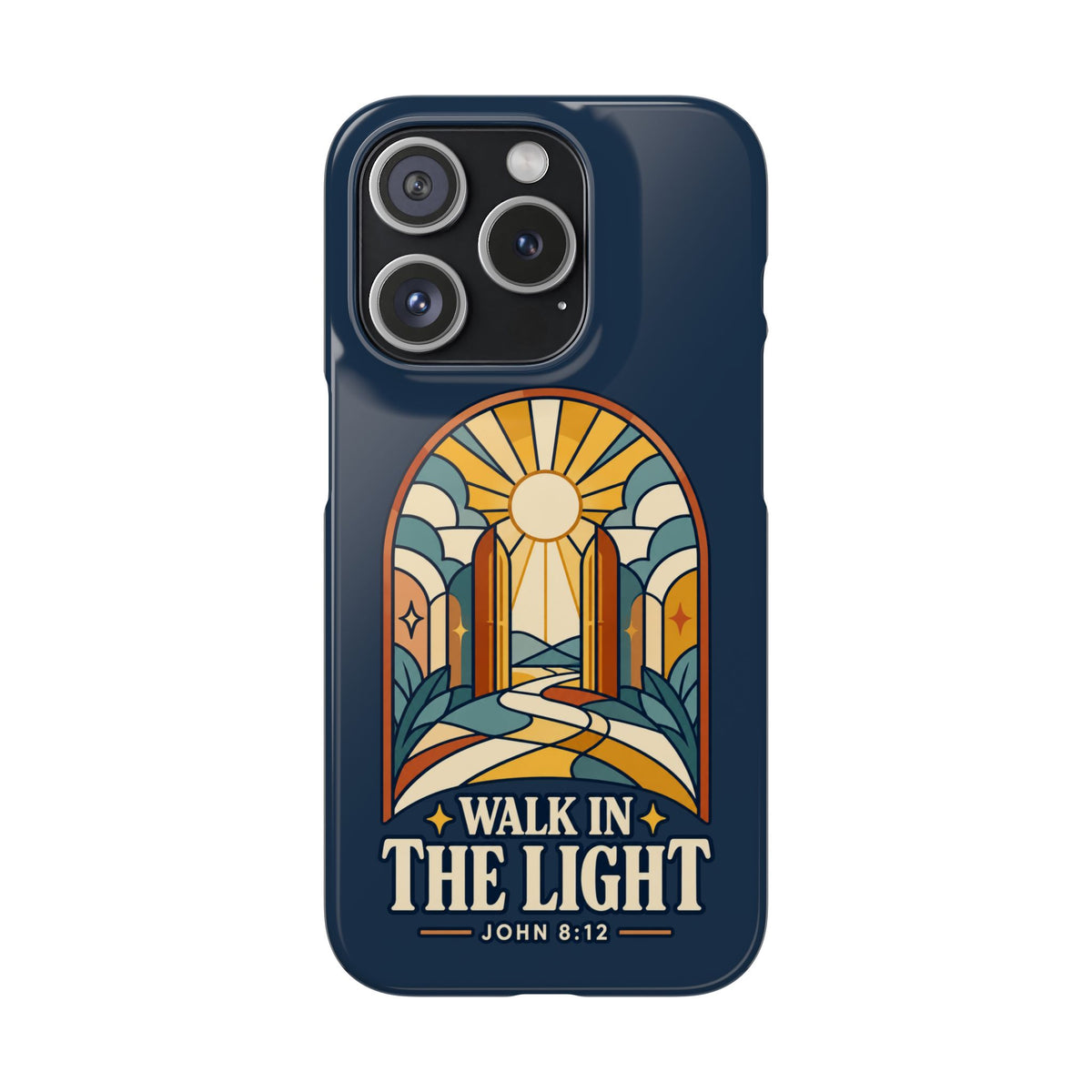 Phone Case — "Walk in the Light" Christian Stained-Glass Design (John 8:12)