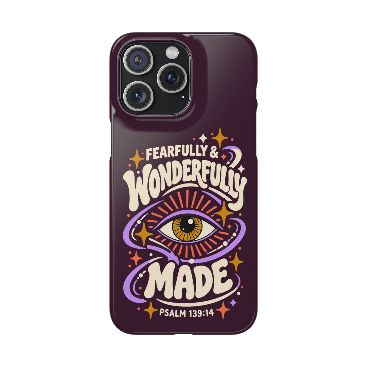 "Fearfully & Wonderfully Made" Purple Inspirational Phone Case (Psalm 139:14)