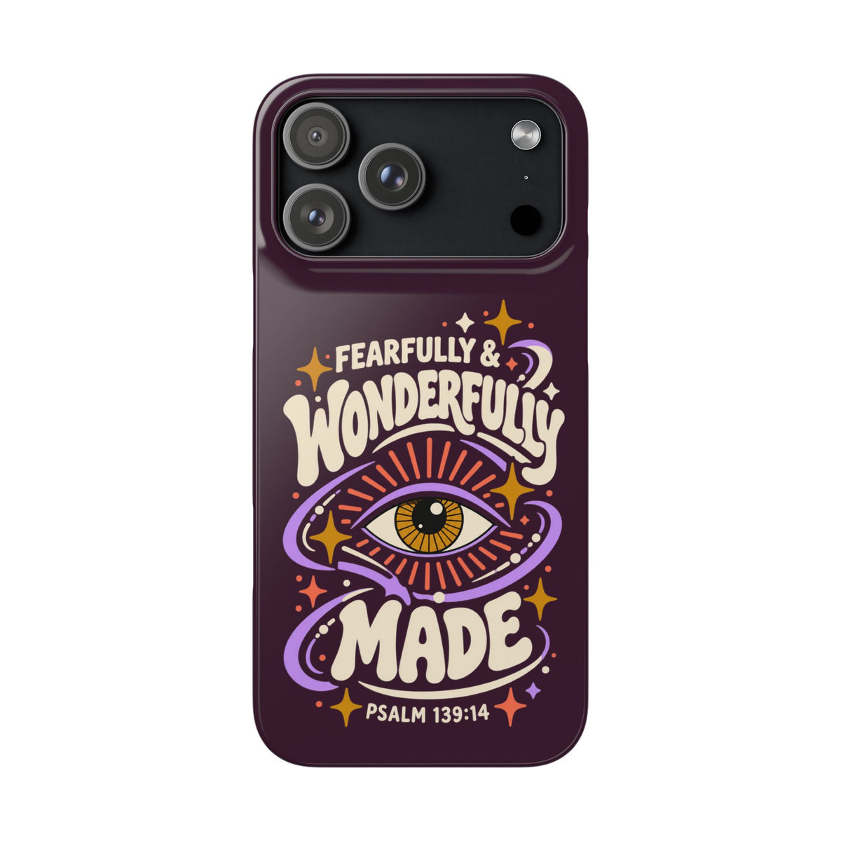 "Fearfully & Wonderfully Made" Purple Inspirational Phone Case (Psalm 139:14)