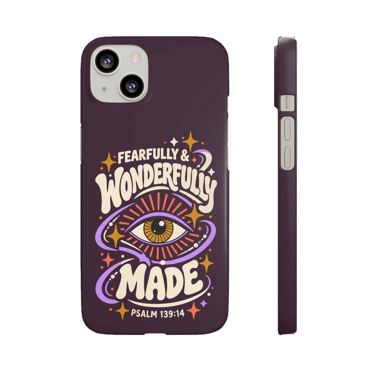 "Fearfully & Wonderfully Made" Purple Inspirational Phone Case (Psalm 139:14)