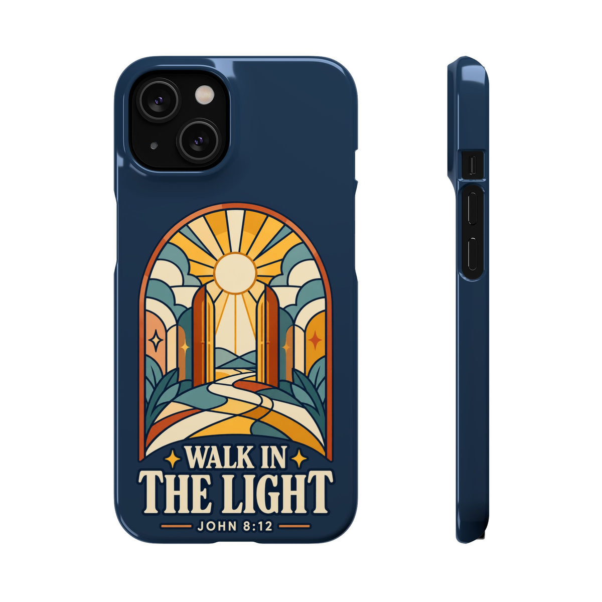 Phone Case — "Walk in the Light" Christian Stained-Glass Design (John 8:12)