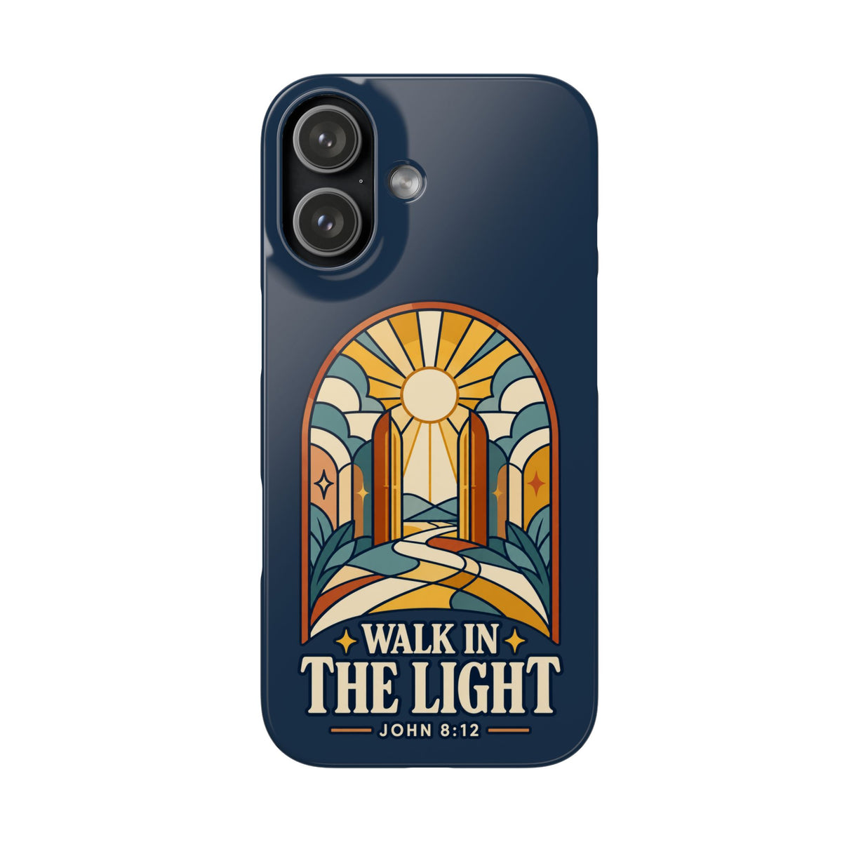 Phone Case — "Walk in the Light" Christian Stained-Glass Design (John 8:12)
