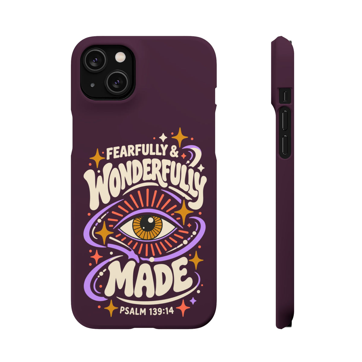 "Fearfully & Wonderfully Made" Purple Inspirational Phone Case (Psalm 139:14)