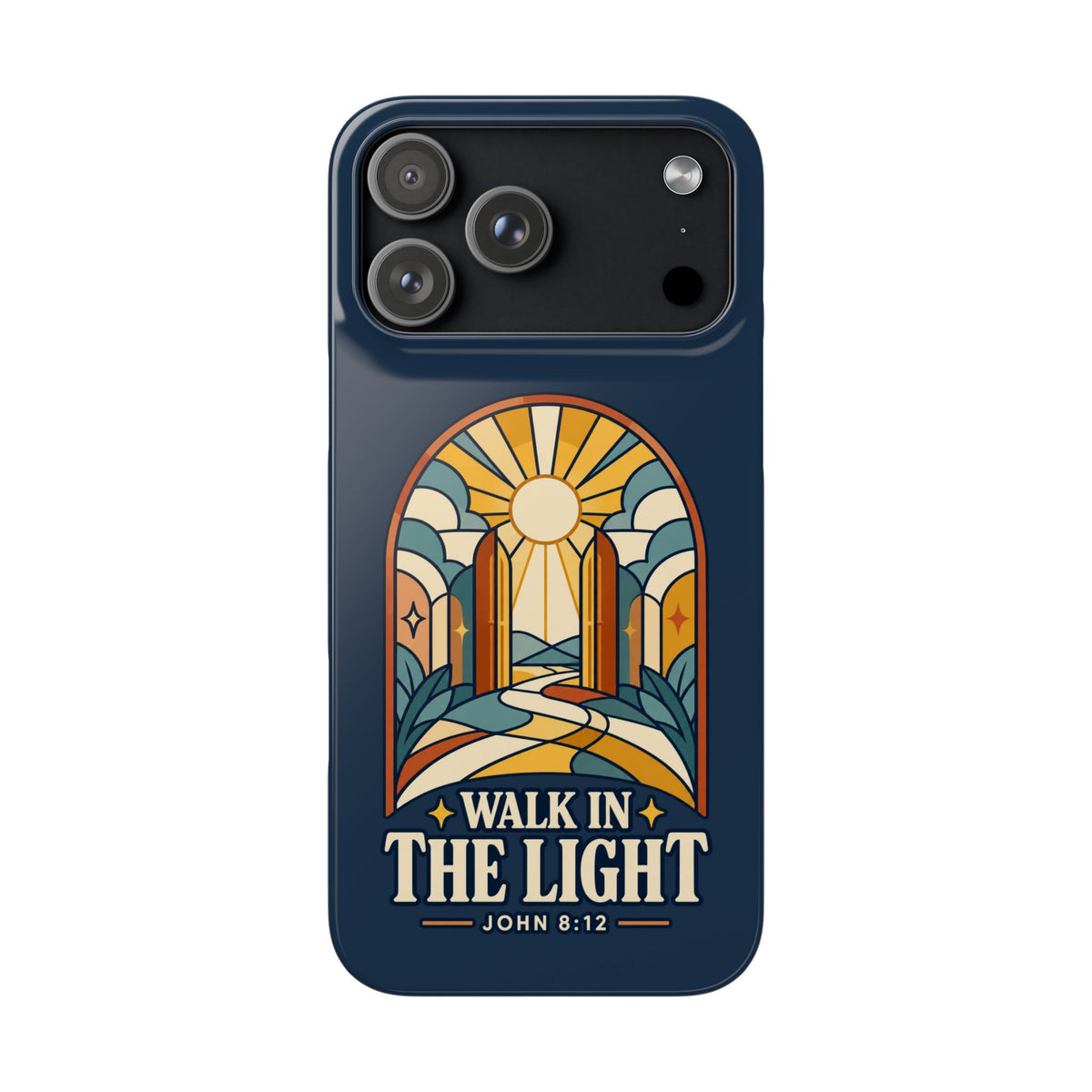 Phone Case — "Walk in the Light" Christian Stained-Glass Design (John 8:12)