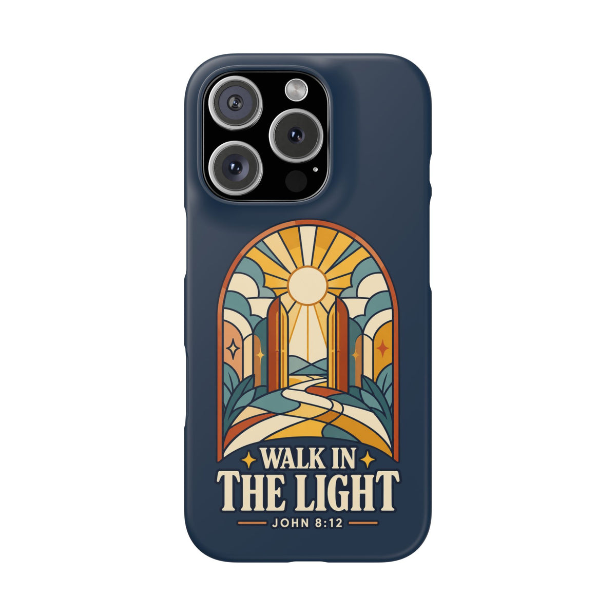 Phone Case — "Walk in the Light" Christian Stained-Glass Design (John 8:12)