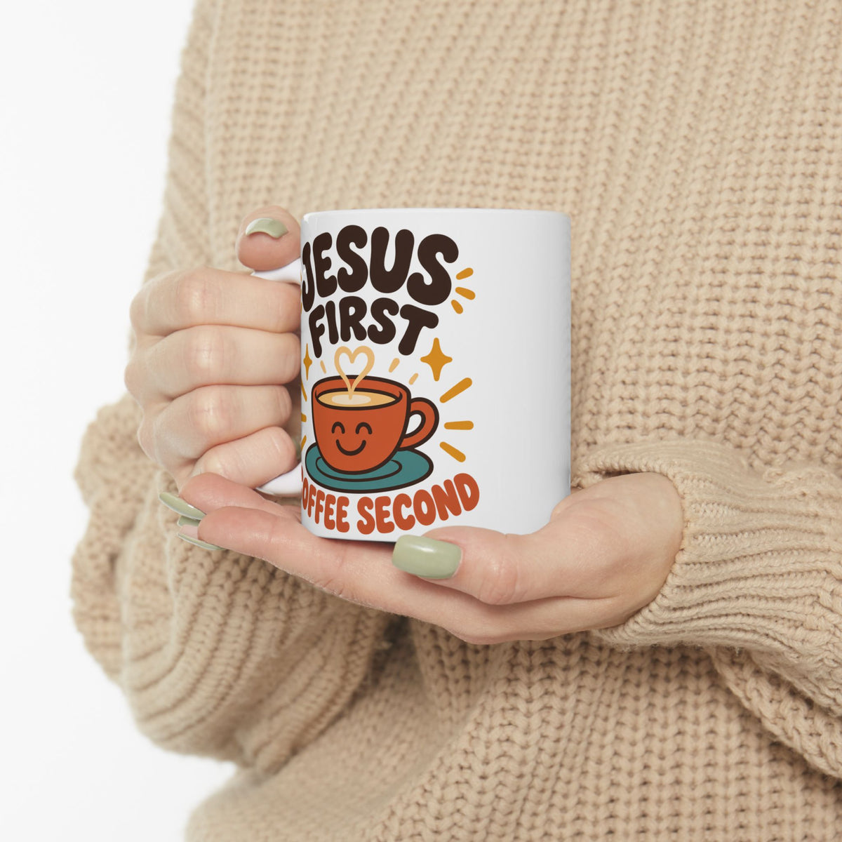 Blessed Brew Ceramic Mug — "Blessed & Highly Caffeinated" Coffee Cup (11oz/15oz)