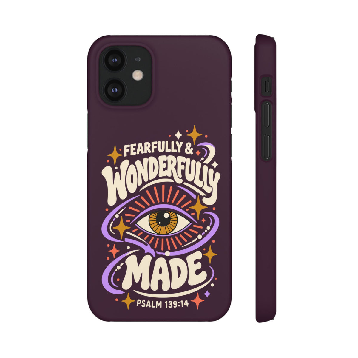 "Fearfully & Wonderfully Made" Purple Inspirational Phone Case (Psalm 139:14)