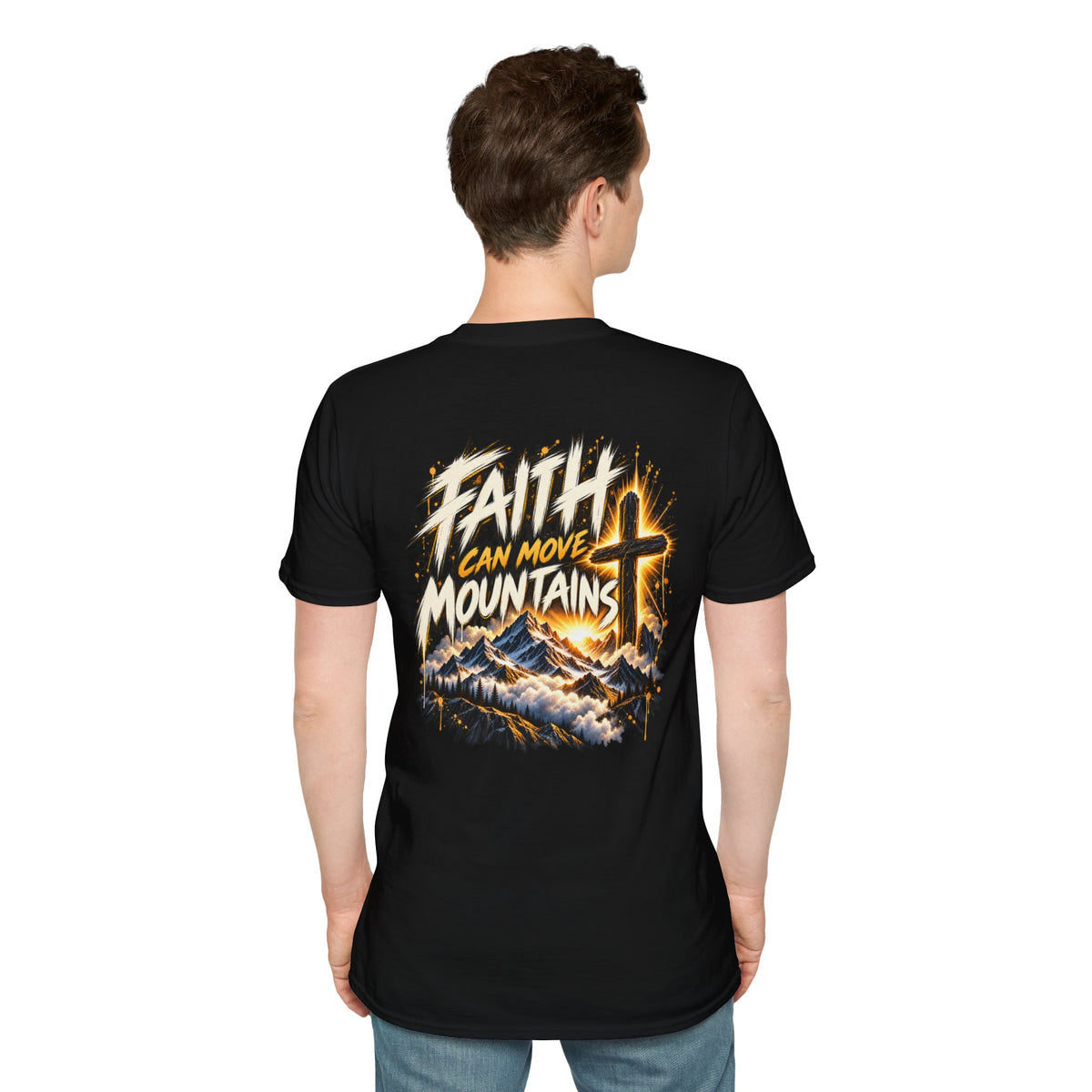 Faith Can Move Mountains T‑Shirt — Christian Cross Mountain Graphic Tee