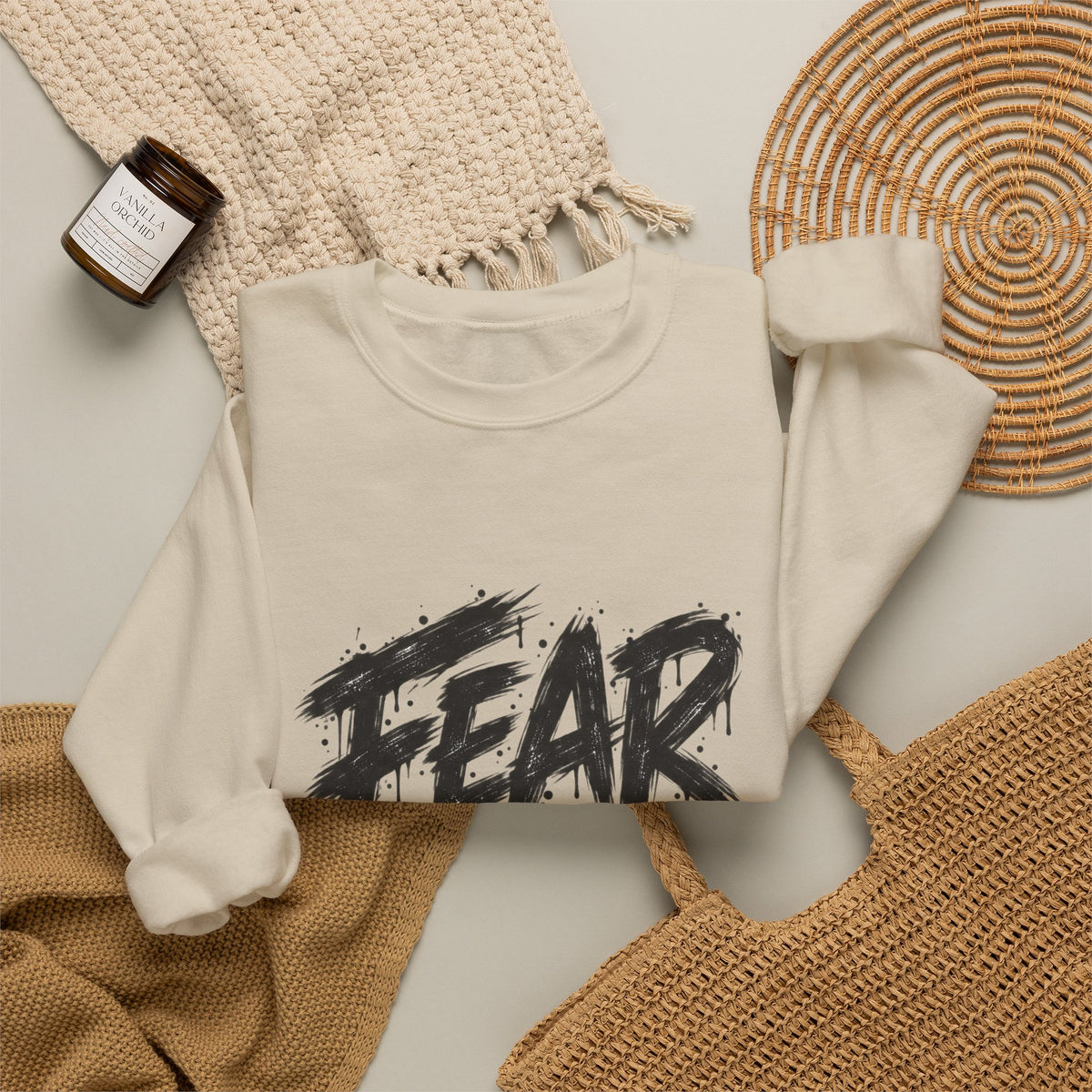 Fear Not Crewneck Sweatshirt — Bold Brushstroke Inspirational Pullover