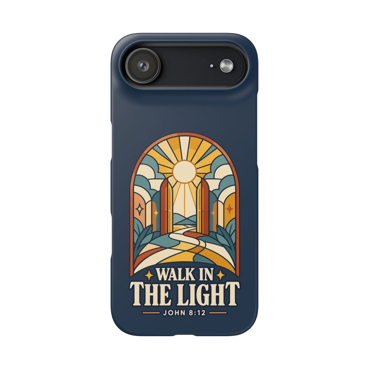 Phone Case — "Walk in the Light" Christian Stained-Glass Design (John 8:12)