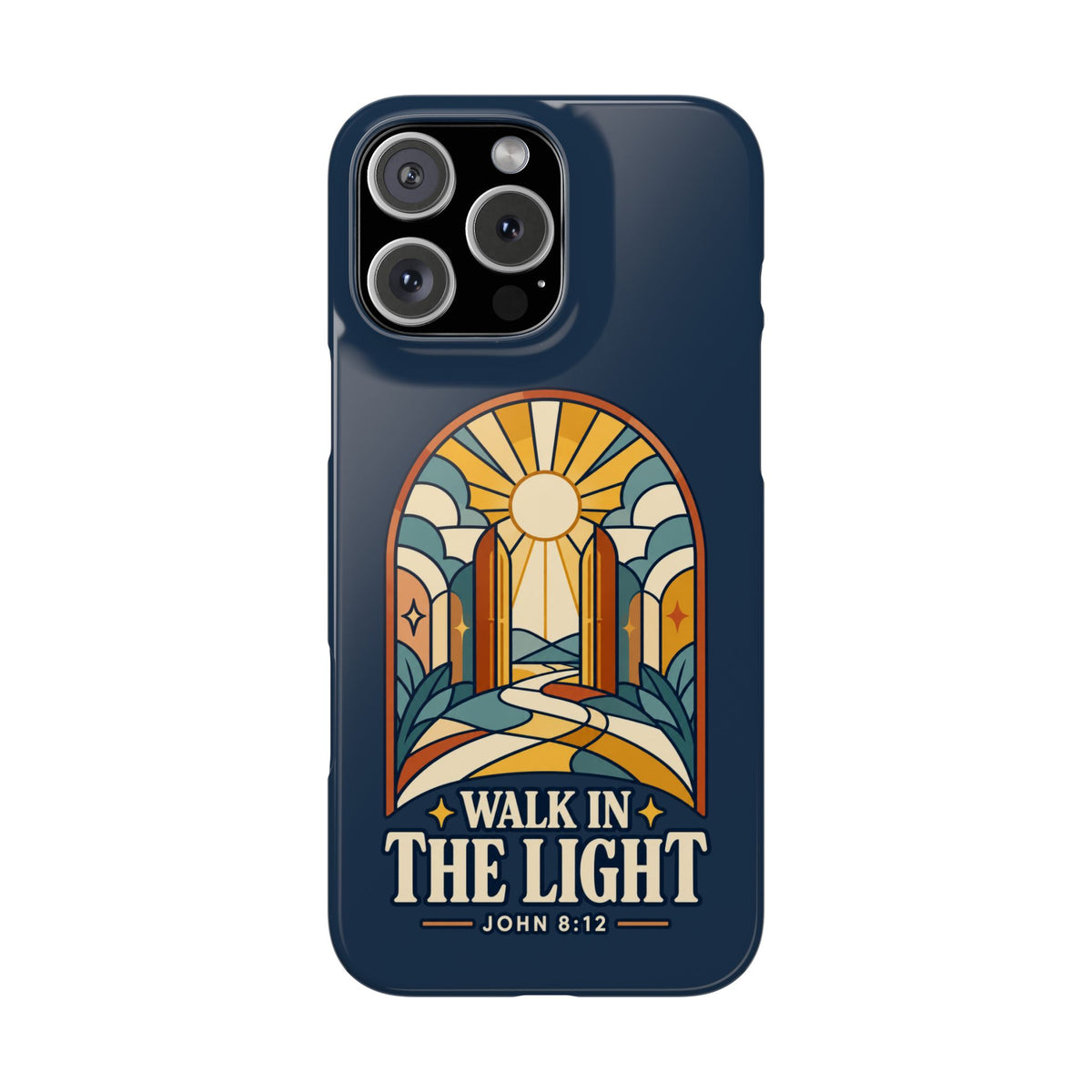 Phone Case — "Walk in the Light" Christian Stained-Glass Design (John 8:12)