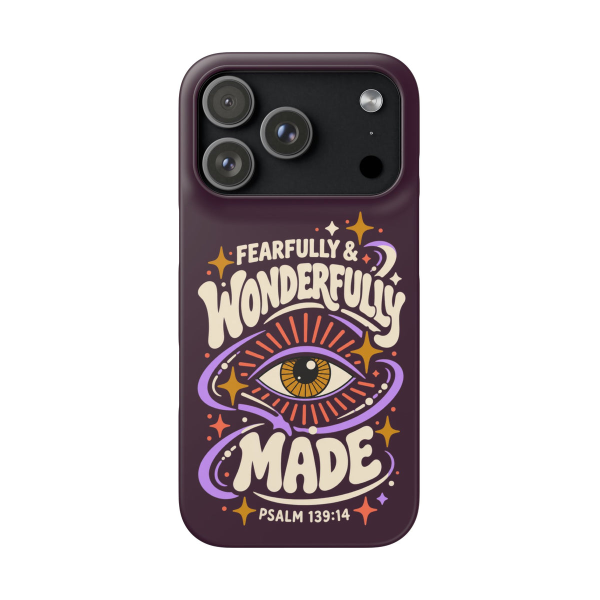 "Fearfully & Wonderfully Made" Purple Inspirational Phone Case (Psalm 139:14)