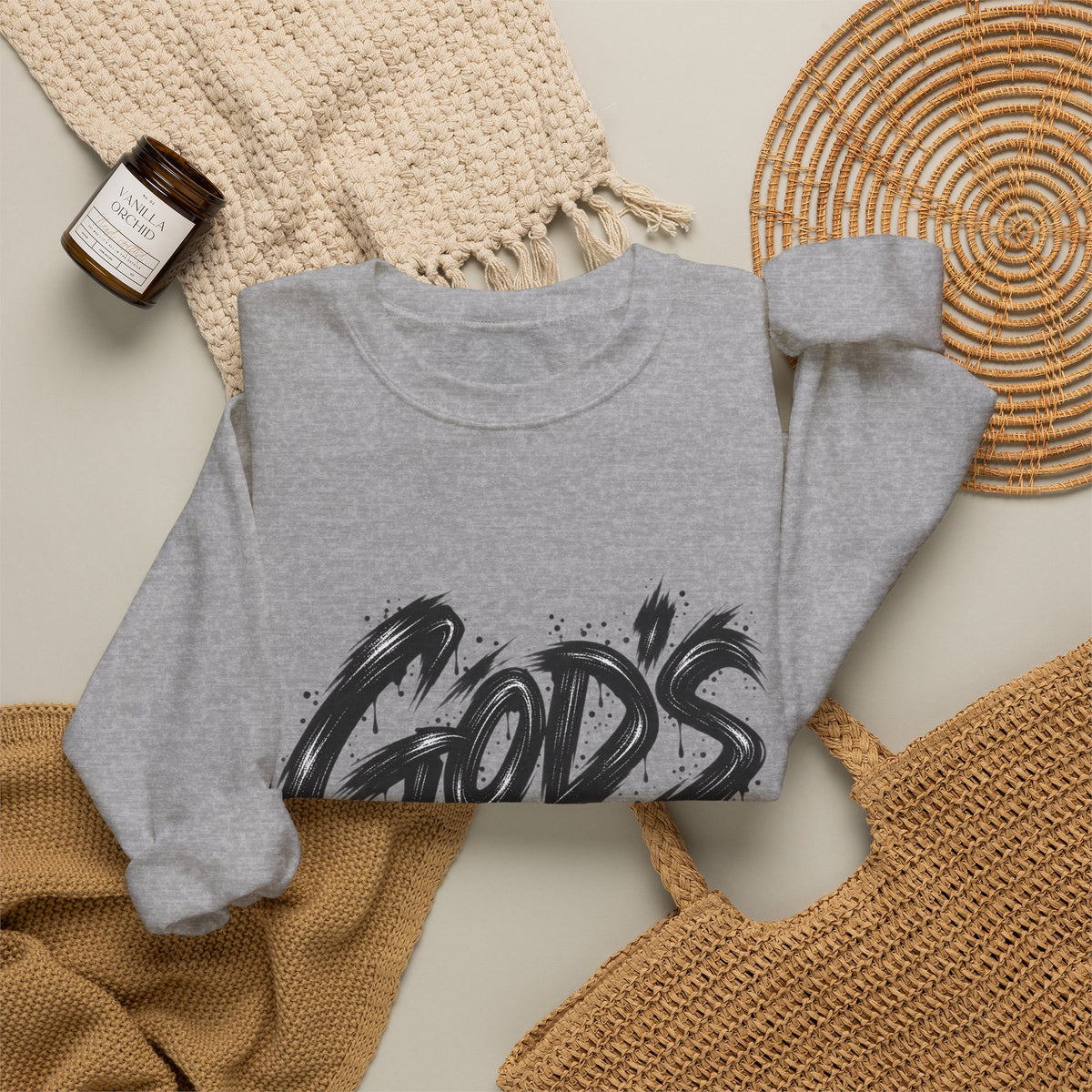 God's Plan Crewneck Sweatshirt — Bold Script Faith Graphic