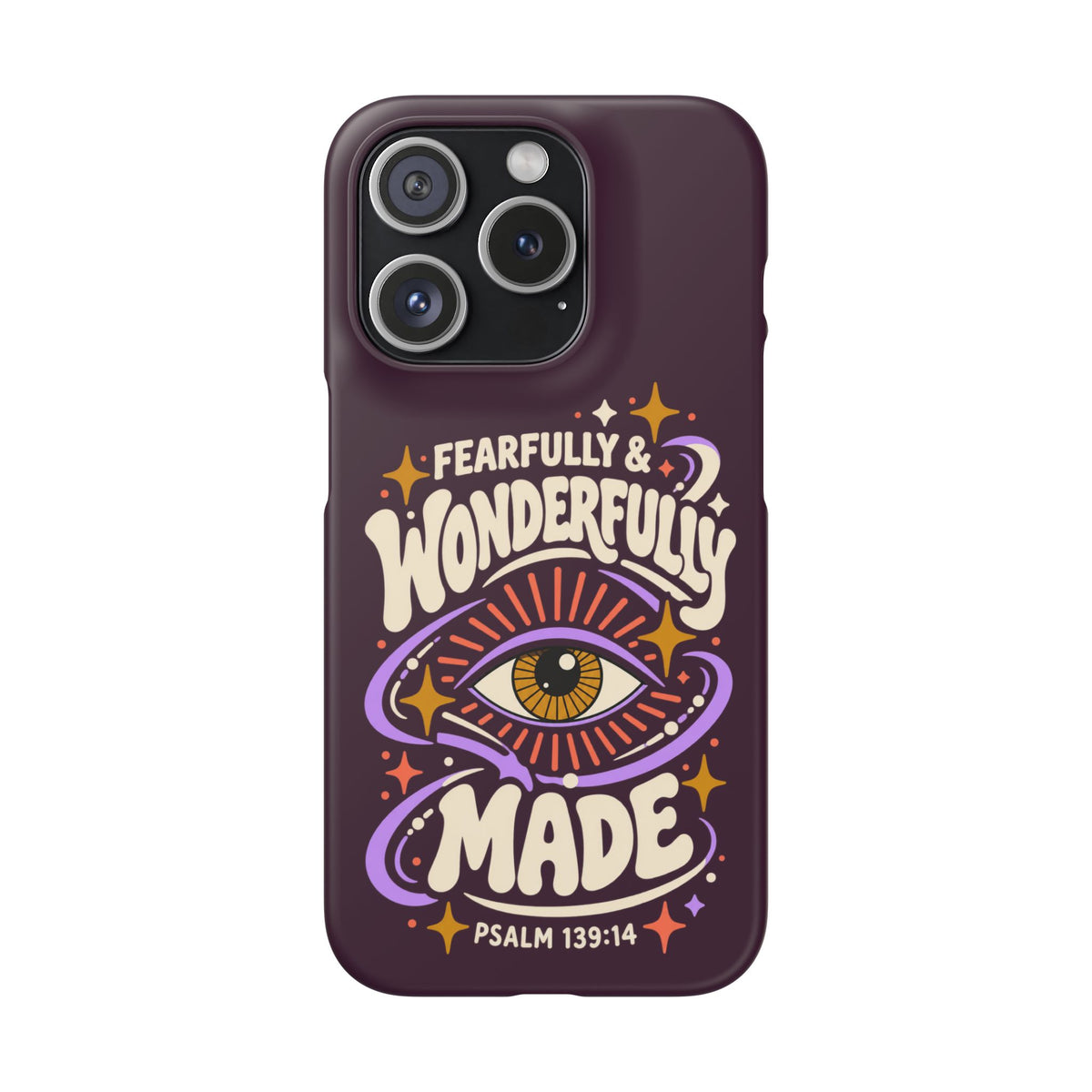 "Fearfully & Wonderfully Made" Purple Inspirational Phone Case (Psalm 139:14)