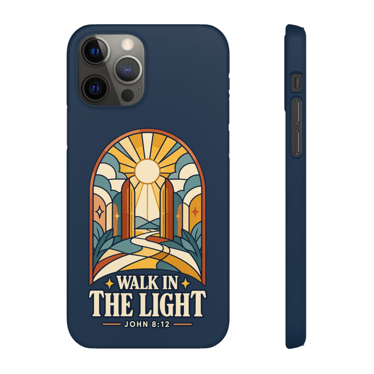 Phone Case — "Walk in the Light" Christian Stained-Glass Design (John 8:12)