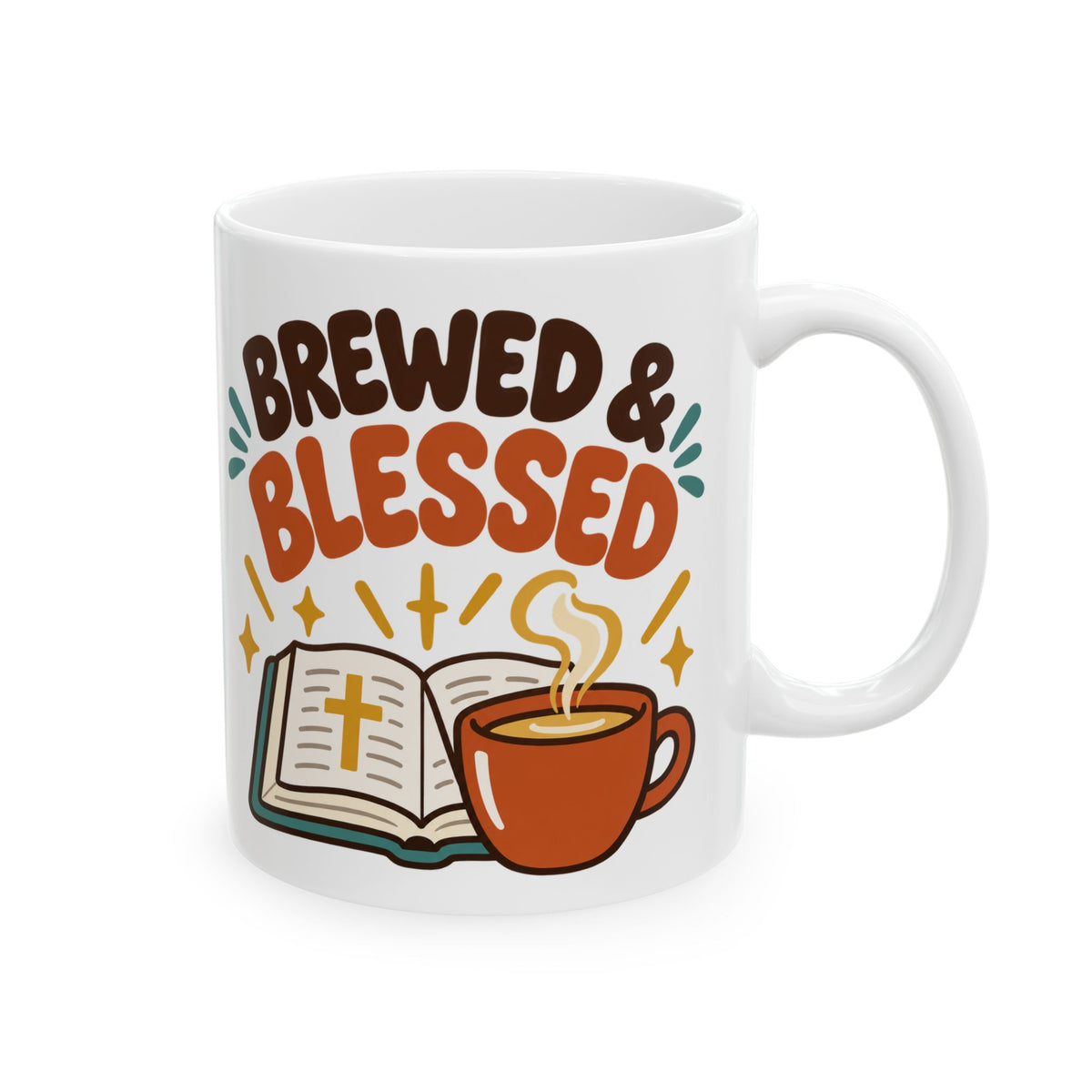 Blessed Brew Ceramic Mug — "Blessed & Highly Caffeinated" Coffee Cup (11oz/15oz)