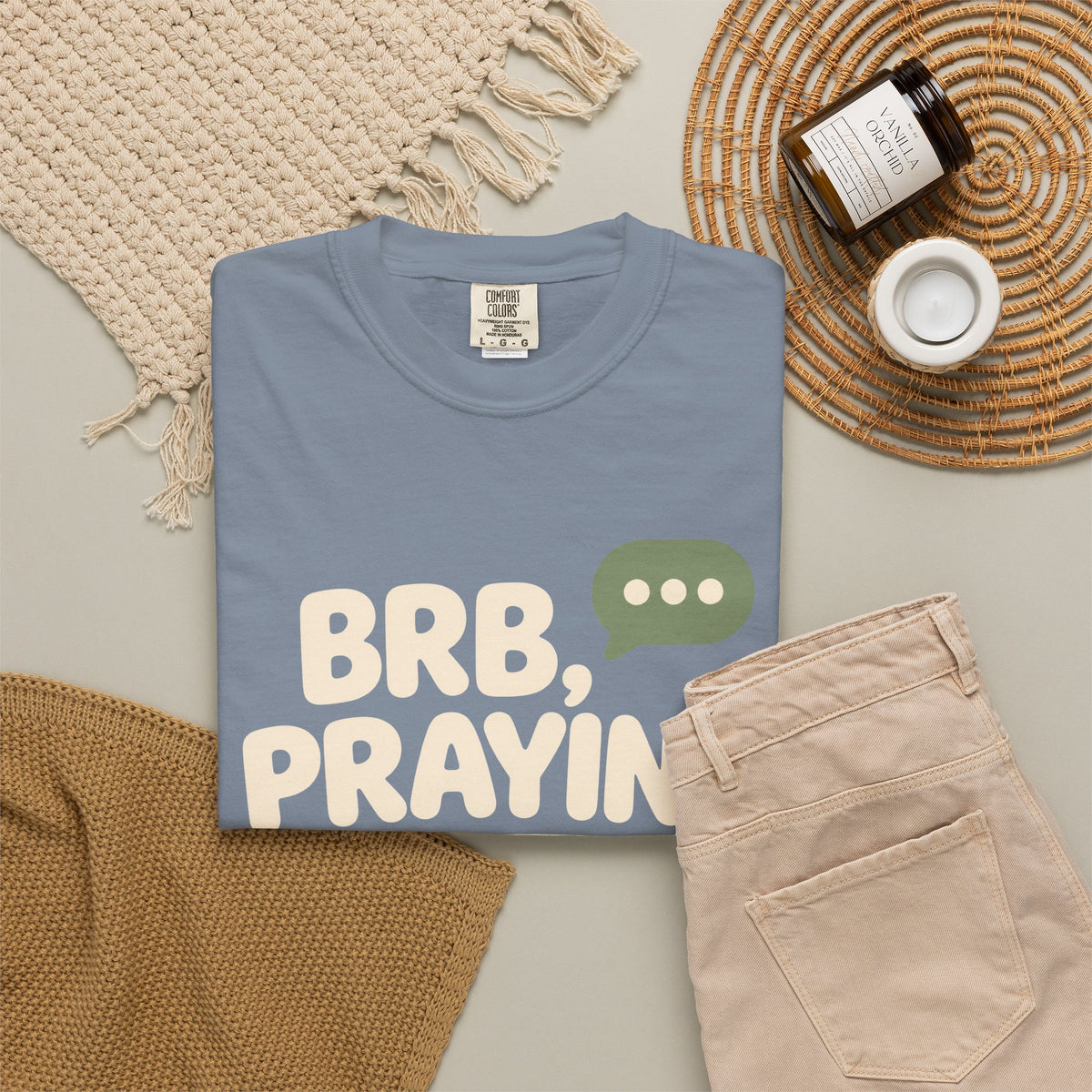 BRB, Praying T-Shirt — Christian Faith Graphic Tee (God Is Listening)