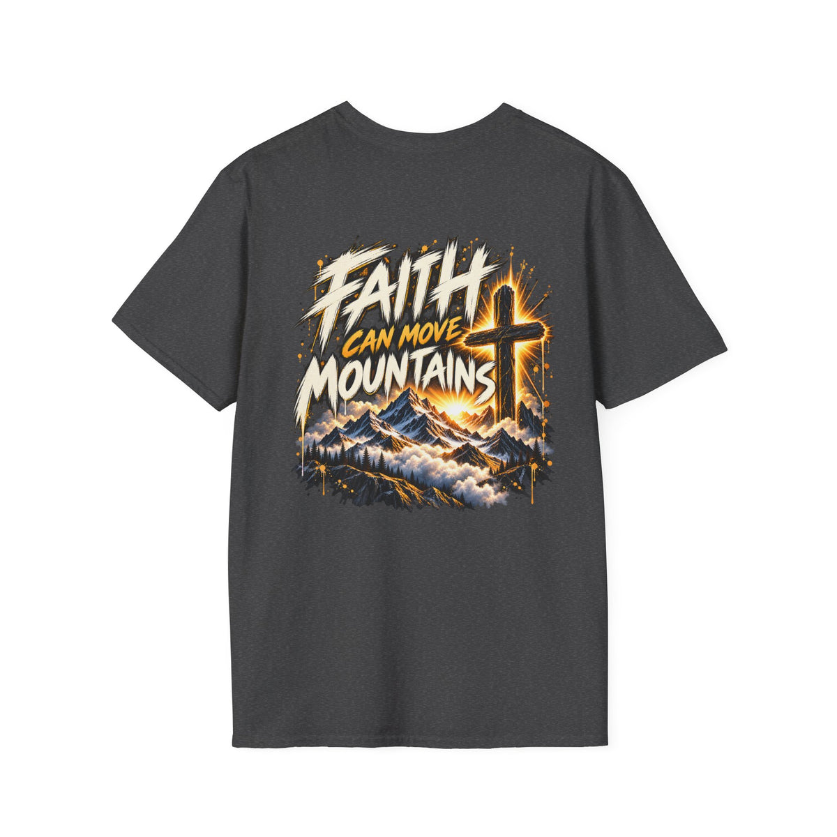 Faith Can Move Mountains T‑Shirt — Christian Cross Mountain Graphic Tee