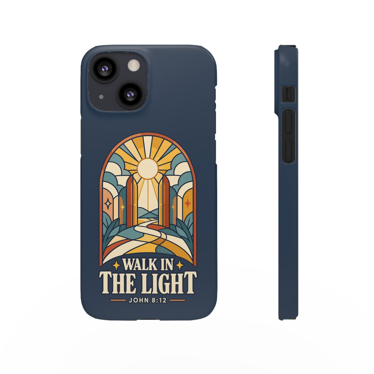 Phone Case — "Walk in the Light" Christian Stained-Glass Design (John 8:12)