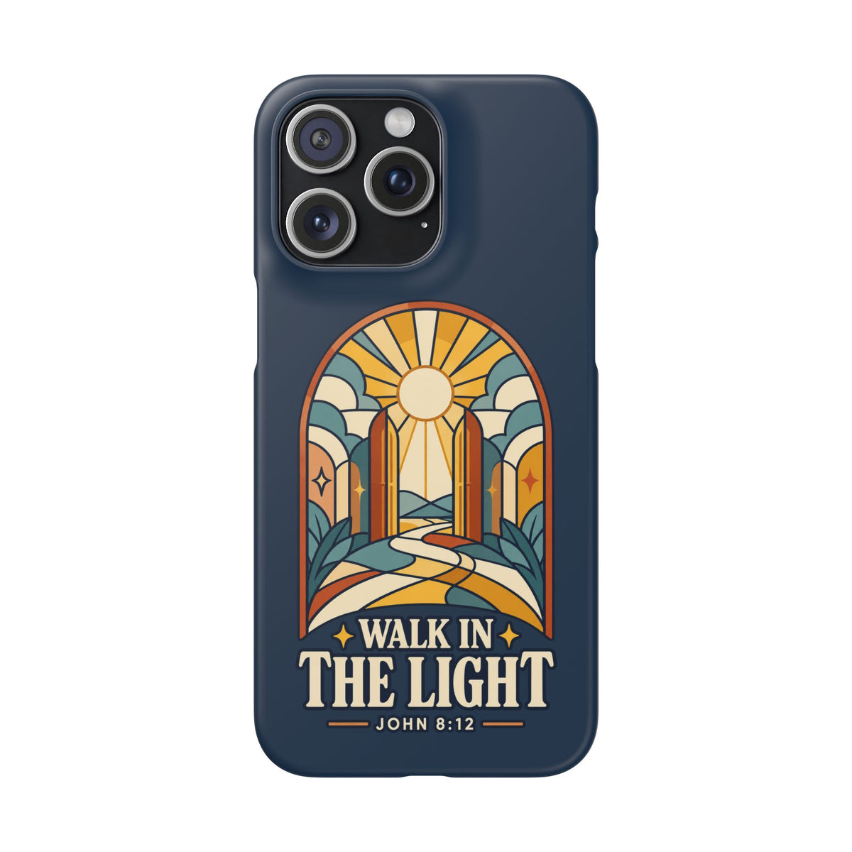 Phone Case — "Walk in the Light" Christian Stained-Glass Design (John 8:12)