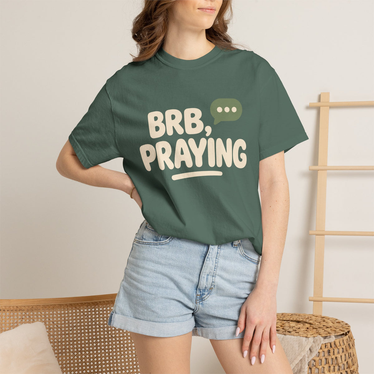 BRB, Praying T-Shirt — Christian Faith Graphic Tee (God Is Listening)