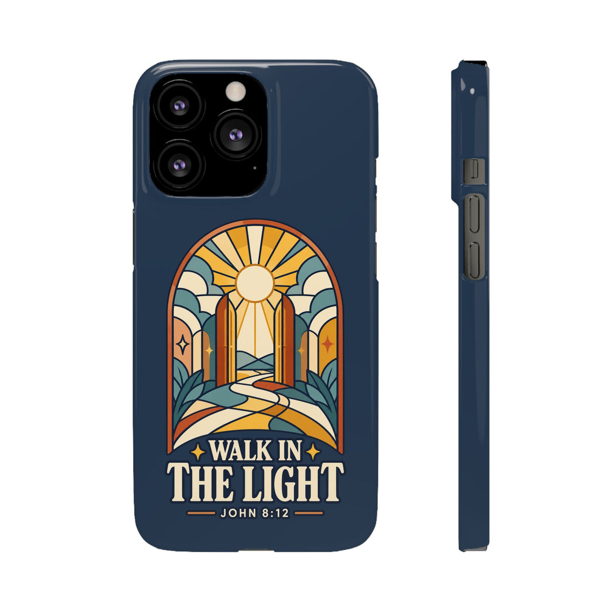 Phone Case — "Walk in the Light" Christian Stained-Glass Design (John 8:12)