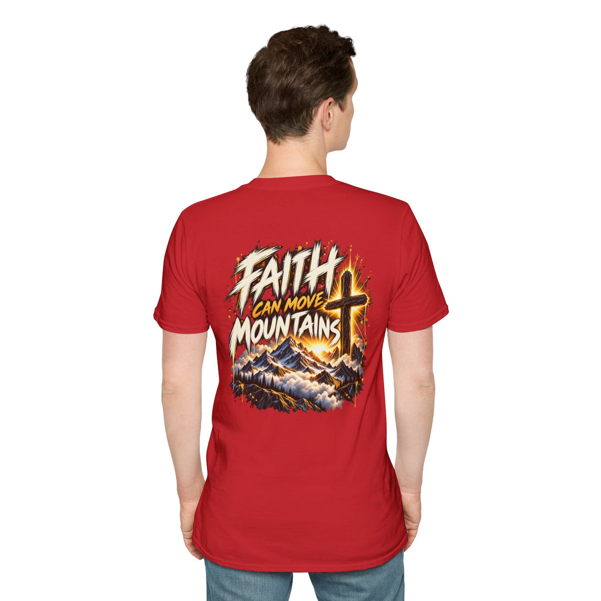 Faith Can Move Mountains T‑Shirt — Christian Cross Mountain Graphic Tee
