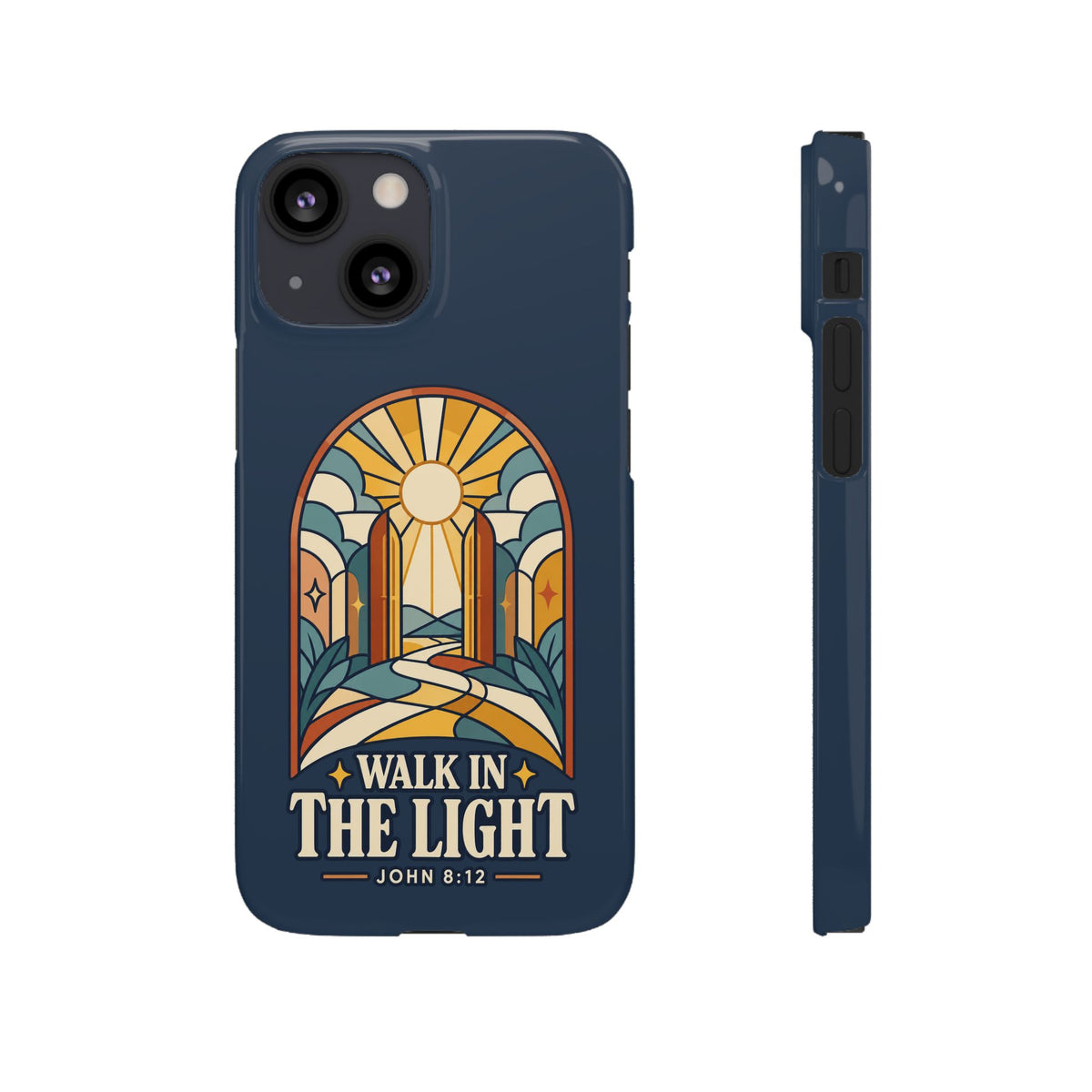 Phone Case — "Walk in the Light" Christian Stained-Glass Design (John 8:12)