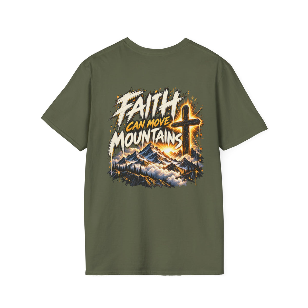 Faith Can Move Mountains T‑Shirt — Christian Cross Mountain Graphic Tee