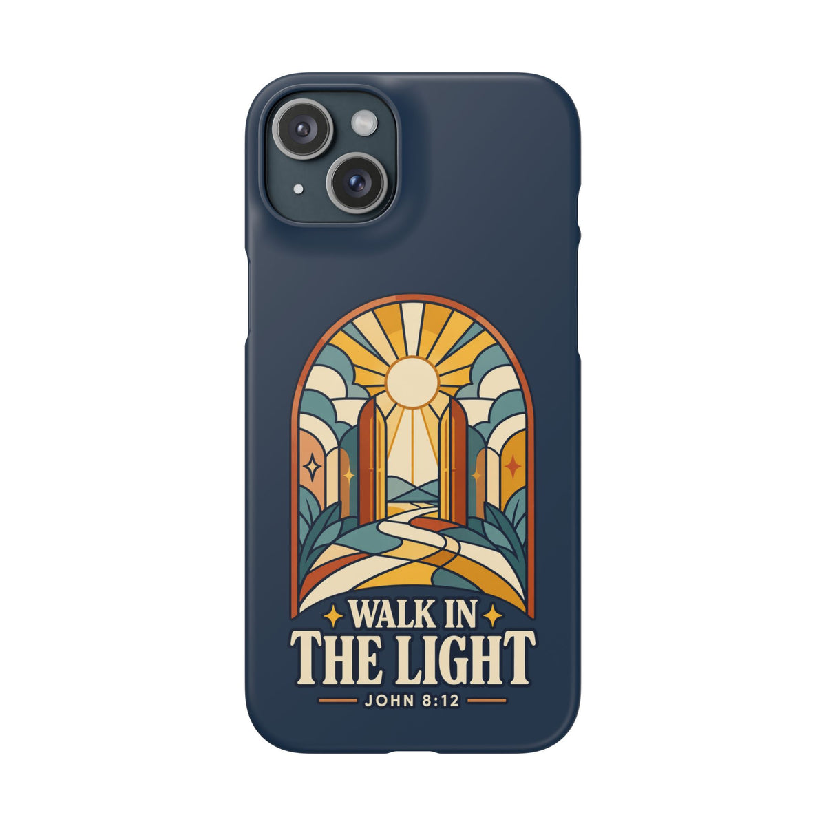 Phone Case — "Walk in the Light" Christian Stained-Glass Design (John 8:12)