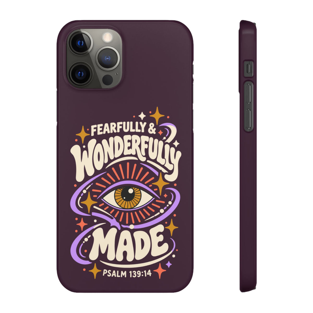 "Fearfully & Wonderfully Made" Purple Inspirational Phone Case (Psalm 139:14)