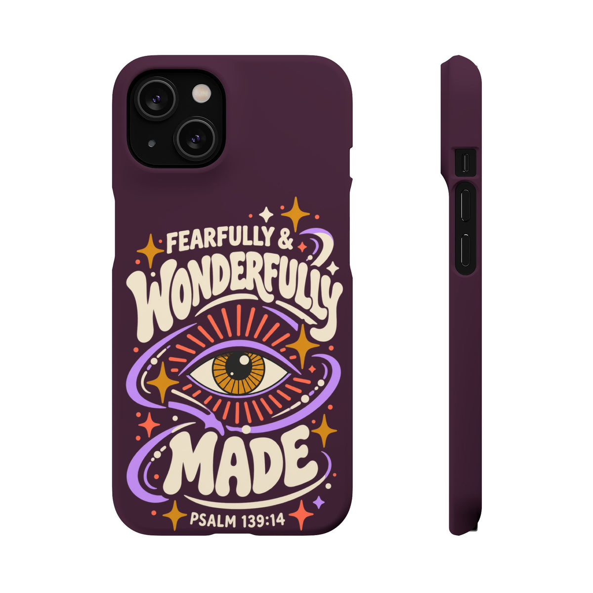 "Fearfully & Wonderfully Made" Purple Inspirational Phone Case (Psalm 139:14)