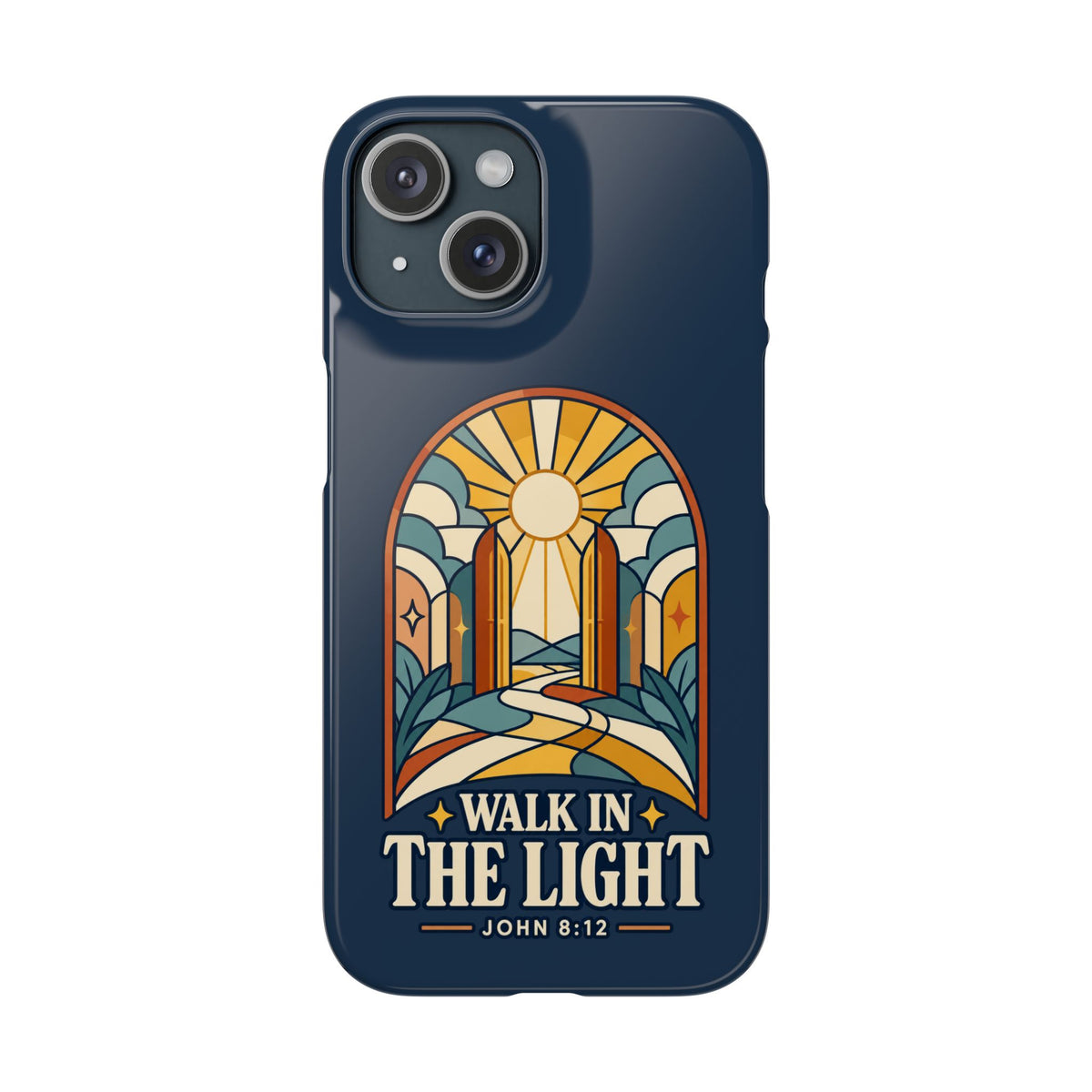 Phone Case — "Walk in the Light" Christian Stained-Glass Design (John 8:12)