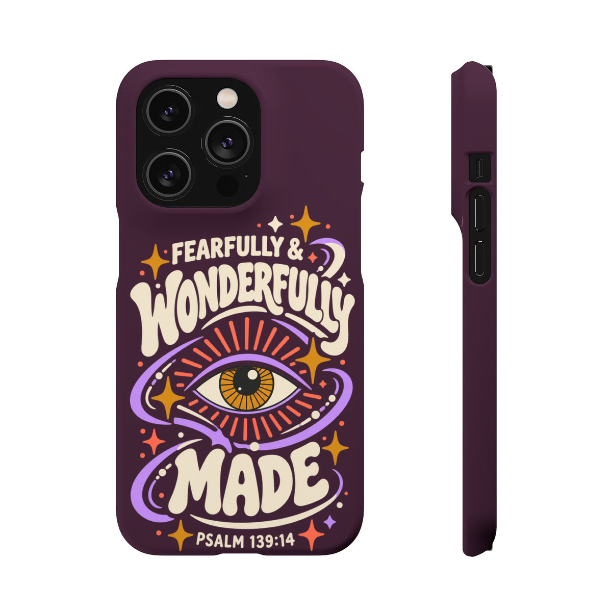 "Fearfully & Wonderfully Made" Purple Inspirational Phone Case (Psalm 139:14)